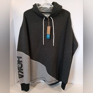 NWT Hoka One One All Day Mens Unisex M/L Hoodie Black Gray Houndstooth MSRP $130
